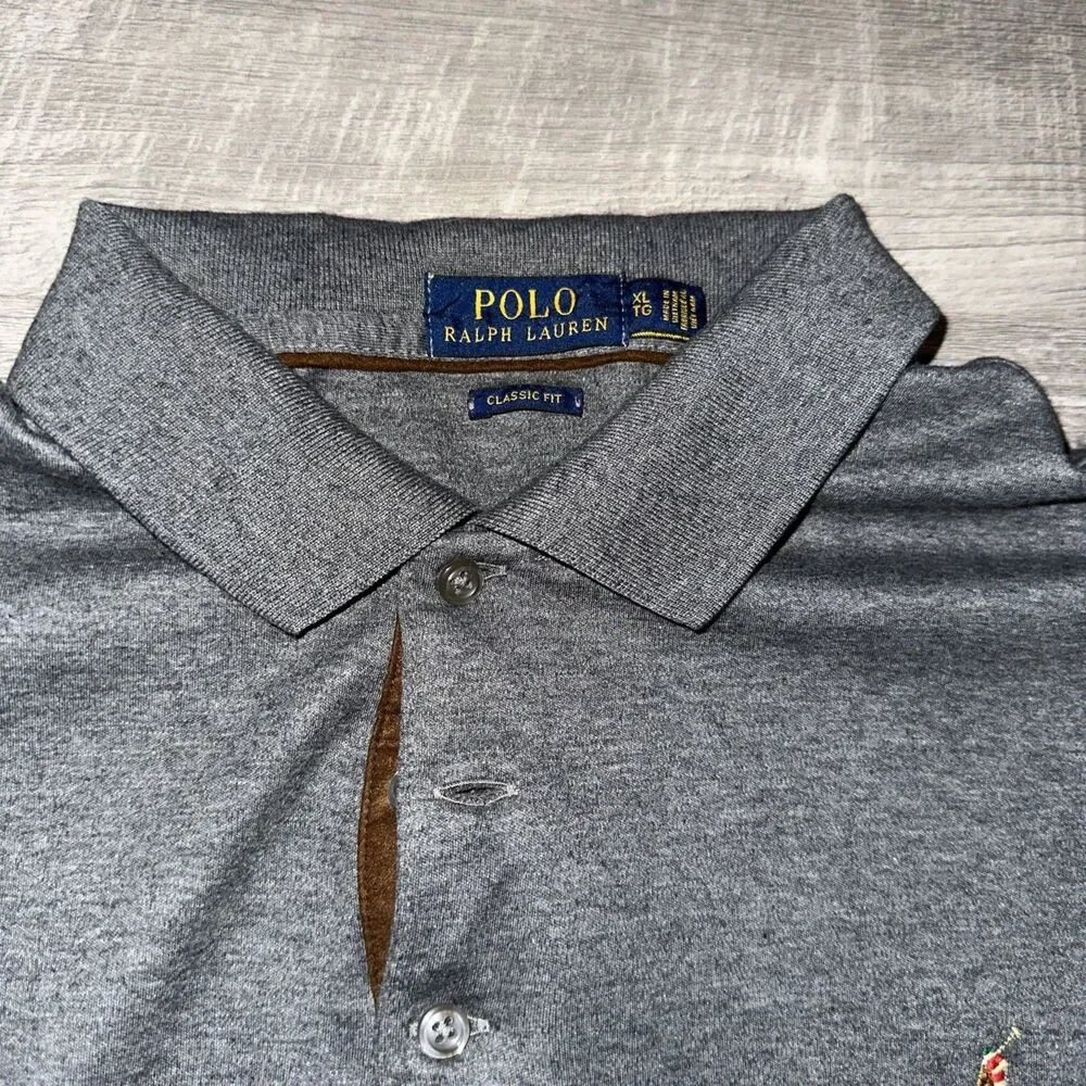Ralph Lauren Charcoal Polo Long Sleeve  Shirt for Men size XL